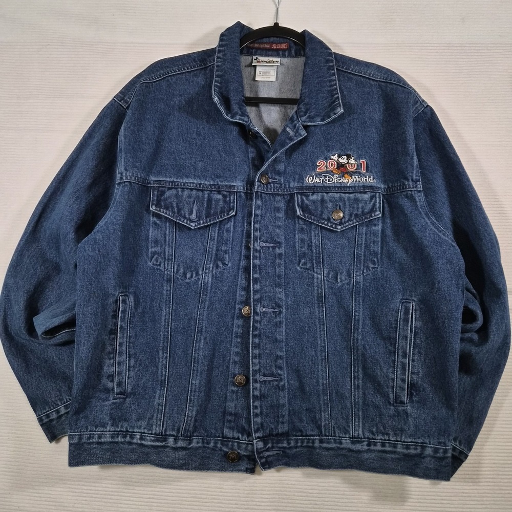 Y2k Walt Disney World 2001 Mickey Mouse Denim Medium Jacket Unisex‎ Fit Vintage